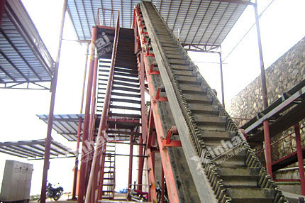 Belt Conveyor with High Inclination Angle and Waved Guard Side